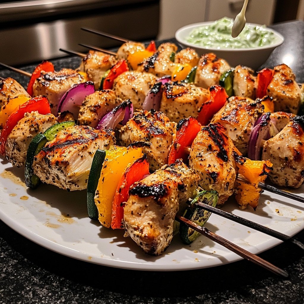 Greek Chicken Souvlaki with Tzatziki Sauce
