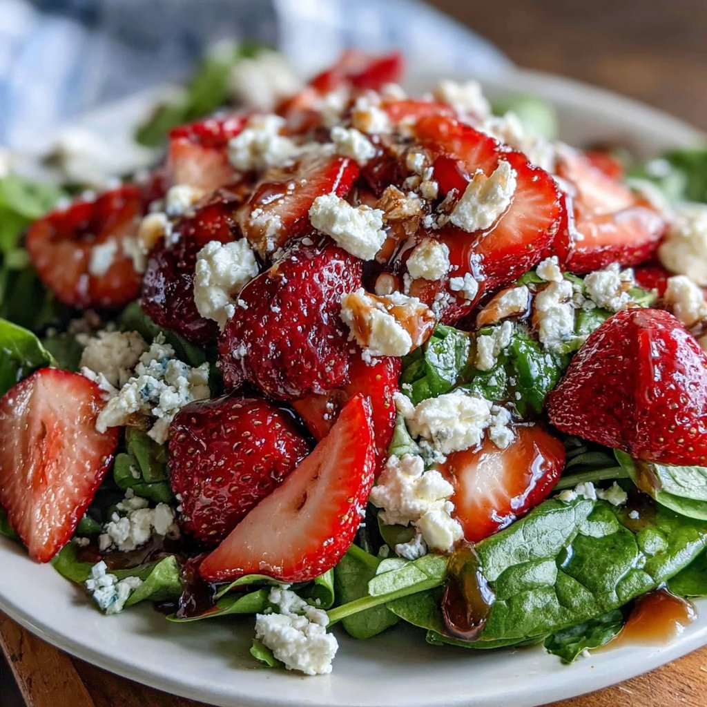 Fresh Strawberry Spinach Salad With Feta